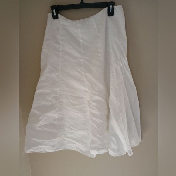 Allison Taylor White 100% Linen Full Skirt Midi Embroidered Size 10 - Picture 2 of 6